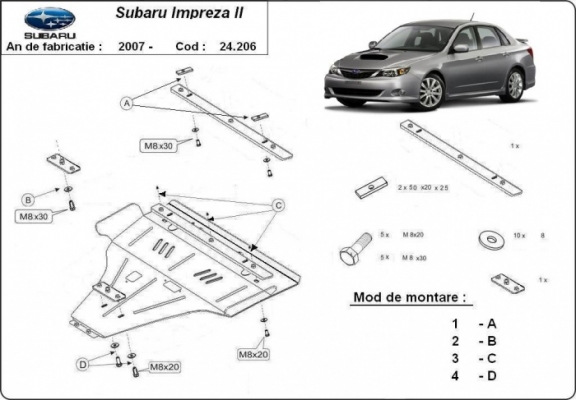 Cubre carter metalico Subaru Impreza - gasolina