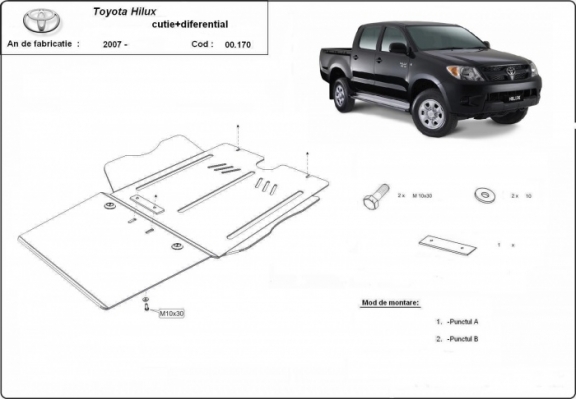 Protector de la caja de cambios y diferencial Toyota Hilux