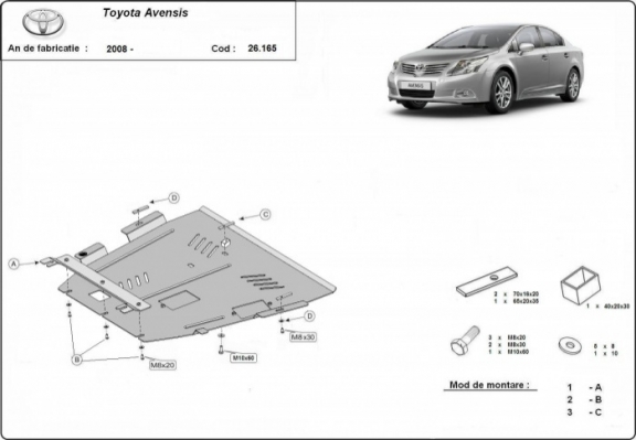 Cubre carter metalico Toyota Avensis