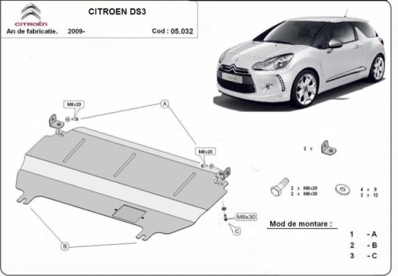 Cubre carter metalico Citroen DS3