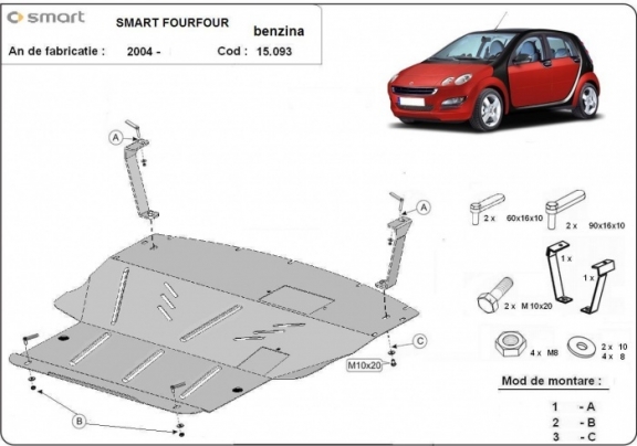 Cubre carter metalico Smart ForFour - gasolina