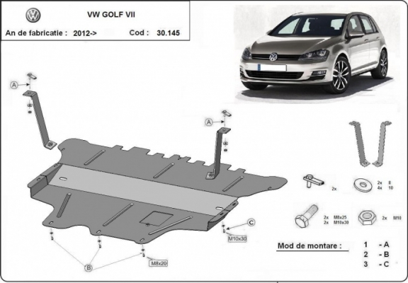 Cubre carter metalico VW Golf 7 - Manual