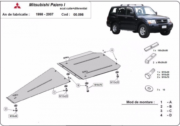 Protector de la caja de cambios y diferencial Mitsubishi Montero Sport 1
