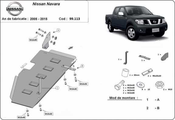 Protector del deposito de combustible Nissan Navara D40