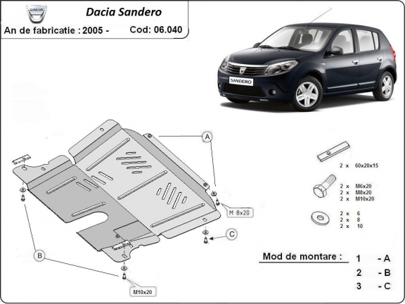Cubre carter metalico Dacia Sandero