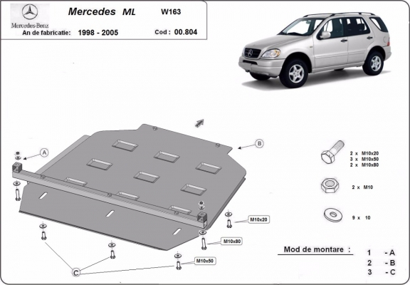 Protector de la caja de cambios Mercedes ML W163
