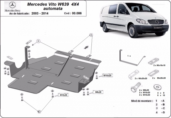 Protector de la caja de cambios Mercedes Vito W639 - 4x4