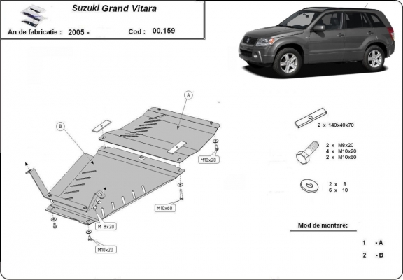 Protector de la caja de cambios y caja de transferencia Suzuki Grand Vitara 2