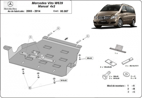 Protector de la caja de cambios Mercedes Viano W639 - 2.2 D
