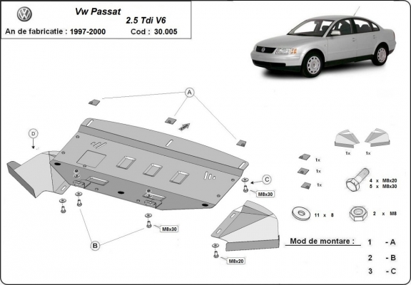 Cubre carter metalico VW Passat B5 - 2.5 TDI V6
