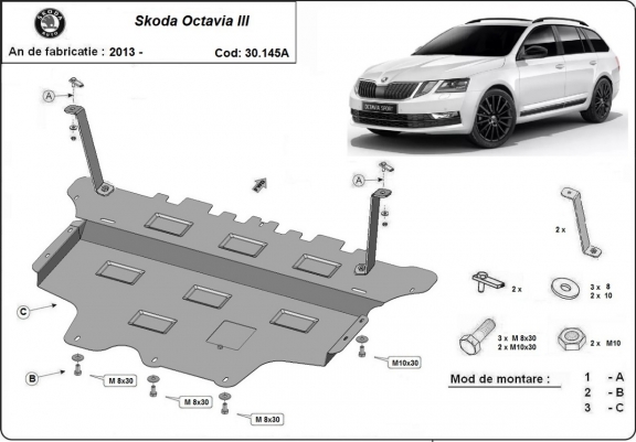 Cubre carter metalico Skoda Octavia 3 - Automatico