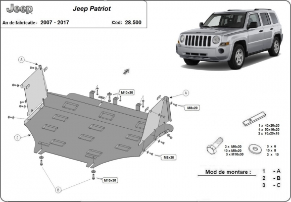 Cubre carter metalico Jeep Patriot