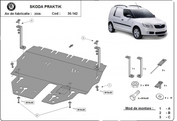 Cubre carter metalico Skoda Praktik