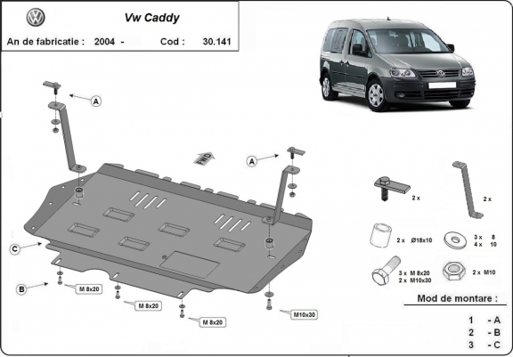 Cubre carter metalico VW Caddy