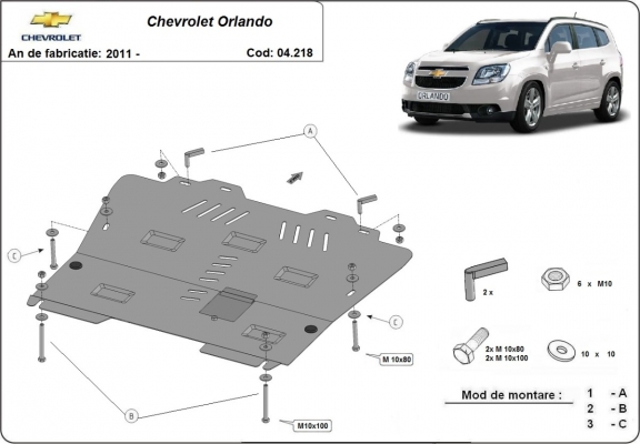 Cubre carter metalico Chevrolet Orlando