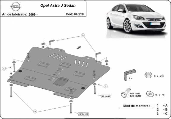 Cubre carter metalico Opel Astra J Sedan