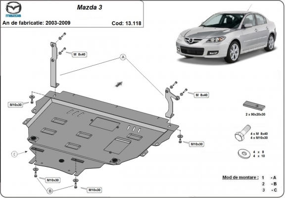 Cubre carter metalico Mazda 3