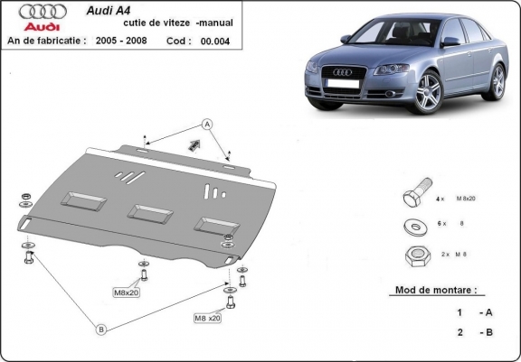 Protector de la caja de cambios Audi A4 B7 All Road - manual