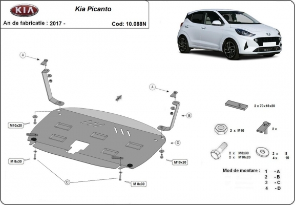 Cubre carter metalico Kia Picanto