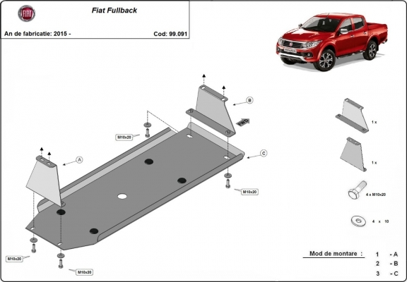 Protector del deposito de combustible Fiat Fullback