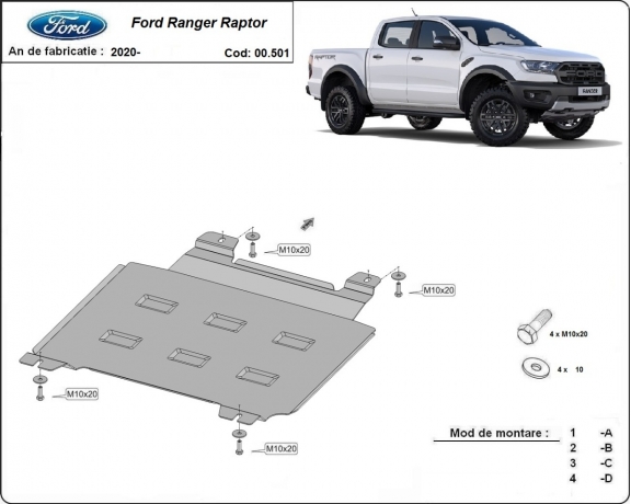 Protector de la caja de cambios Ford Ranger Raptor