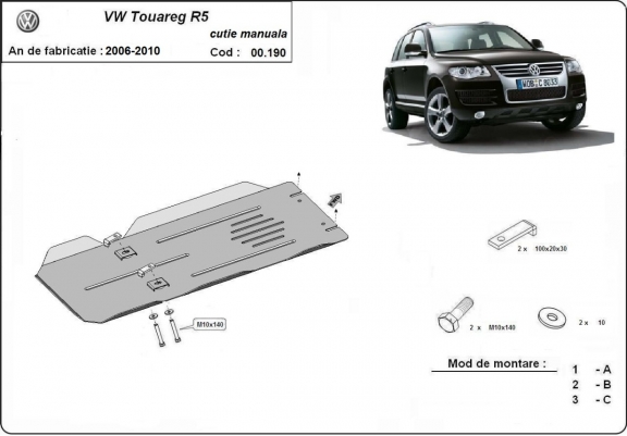 Protector de la caja de cambios VW Touareg 7L - Manual