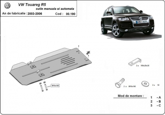 Protector de la caja de cambios VW Touareg 7L - Manual y Automatico