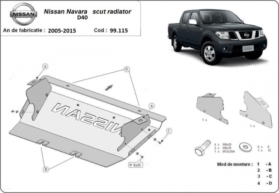 Protector del radiador Nissan Navara D40