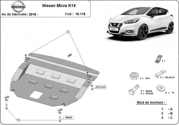 Cubre carter metalico Nissan Micra