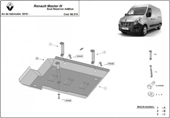 Protector del deposito AdBlue Renault Master 3 - Modelo 3