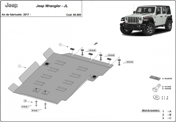 Protector de la caja de cambios Jeep Wrangler - JL