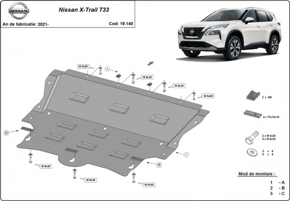 Cubre carter metalico Nissan X-Trail T33