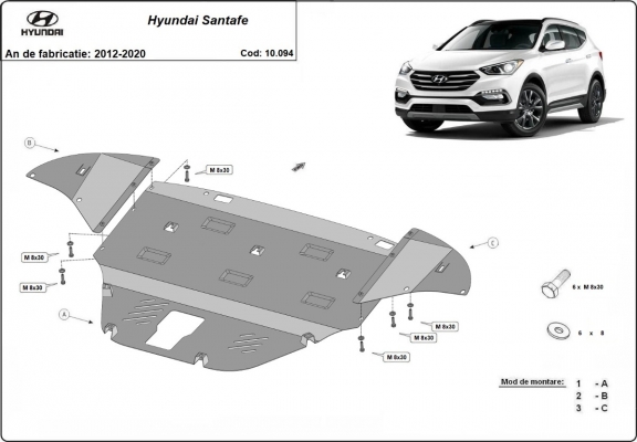 Cubre carter metalico Hyundai Santa Fe