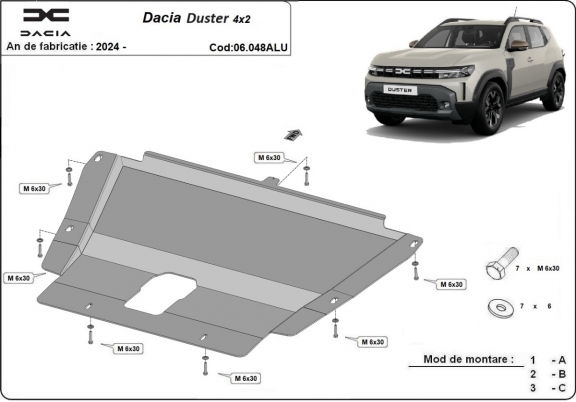Cubre carter de aluminio Dacia Duster - 4x2