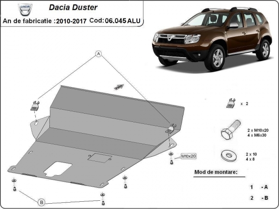 Cubre carter de aluminio Dacia Duster