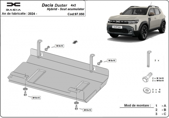Protector de la bateria Dacia Duster Hybrid