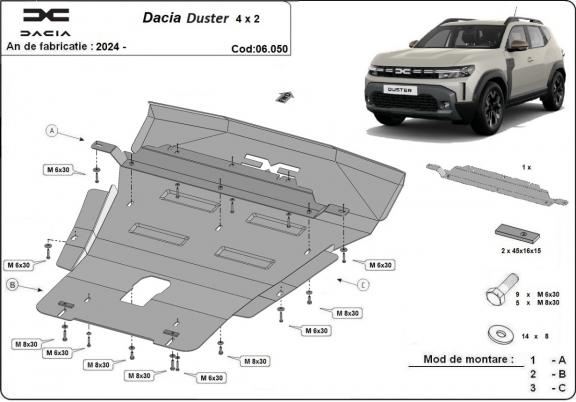 Cubre carter metalico Dacia Duster - 4x2