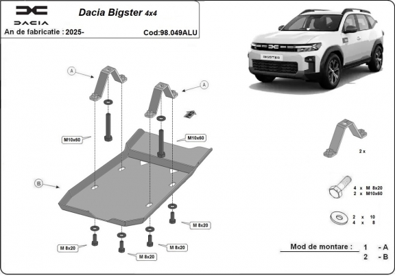 Protector de aluminio del diferencial trasero Dacia Bigster 4x4