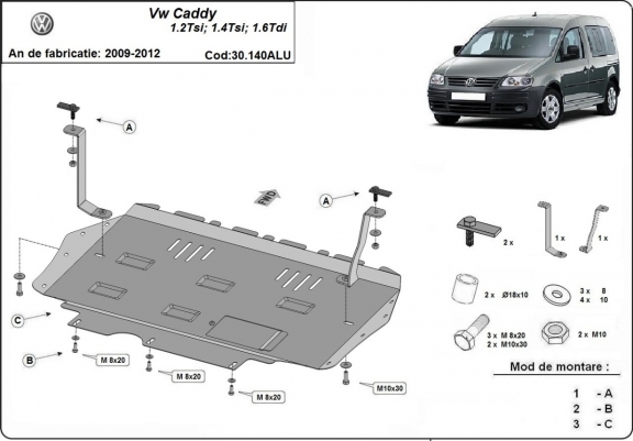 Cubre carter de aluminio Volkswagen Caddy