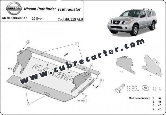 Protección de radiador de aluminio para Nissan Pathfinder