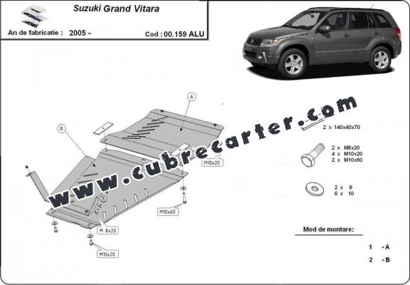 Aluminio protección de caja de cambios y transferencia Suzuki Grand Vitara 2