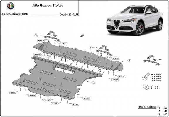 Cubre carter de aluminio Alfa Romeo Stelvio