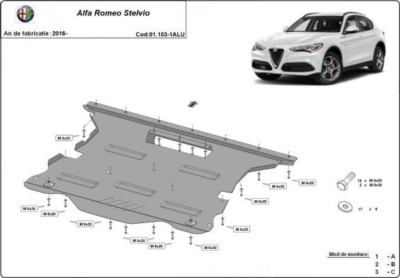 Cubre carter de aluminio Alfa Romeo Stelvio