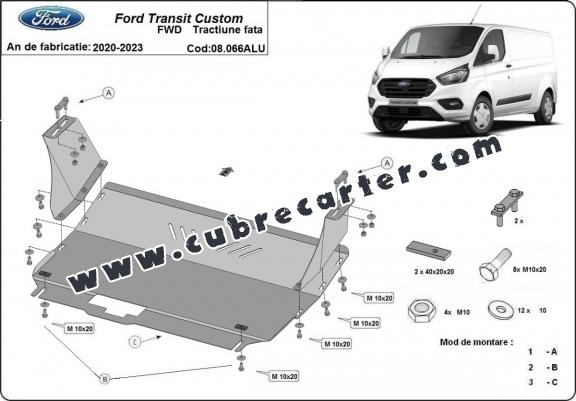 Cubre carter aluminio Ford Transit Custom - FWD
