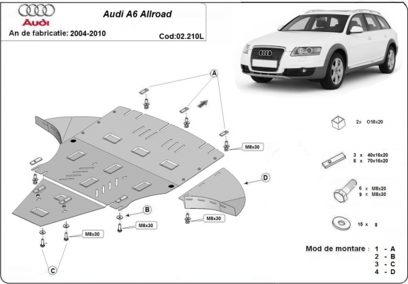 Cubre carter metalico Audi A6 Allroad 2 - con solapas laterales