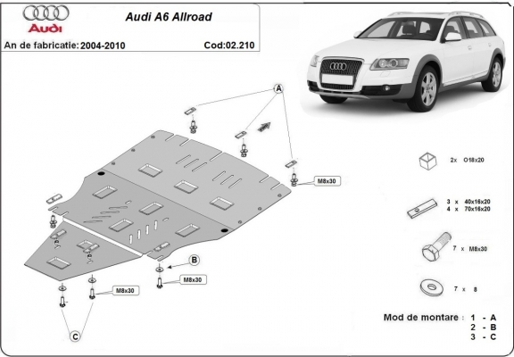 Cubre carter metalico Audi A6 Allroad 2 - sin solapas laterales