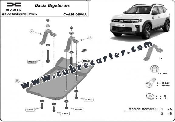 Aluminio protección del diferencial trasero Dacia Bigster 4x4