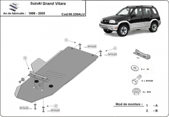 Protector de aluminio de la caja de cambios Suzuki Grand Vitara