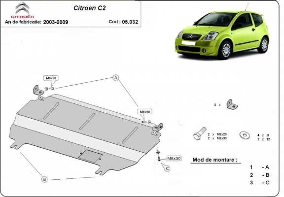 Cubre carter metalico Citroen C2