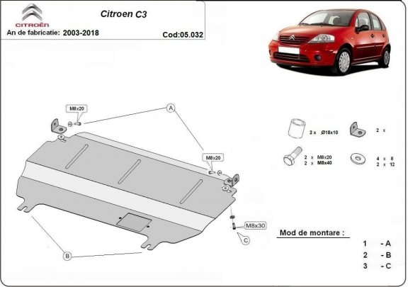 Cubre carter metalico Citroen C3